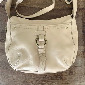 BORN Leather Shoulder Crossover Bag.  Cream.